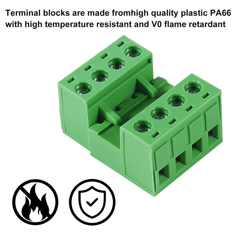 Meimom 10PCS 4 Pin 5.08mm Pitch Pluggable PCB Angle Screw Terminal Block Plug Connector Socket Panel Mount DIY with 10Pcs 4Pin Phoenix Plug - Image 5